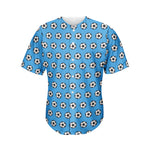 Blue Soccer Ball Pattern Print Men's Baseball Jersey