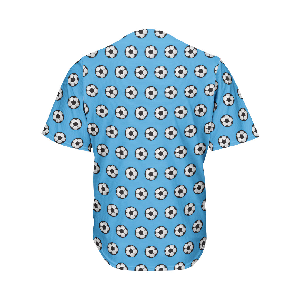 Blue Soccer Ball Pattern Print Men's Baseball Jersey