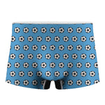 Blue Soccer Ball Pattern Print Men's Boxer Briefs