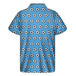Blue Soccer Ball Pattern Print Men's Short Sleeve Shirt