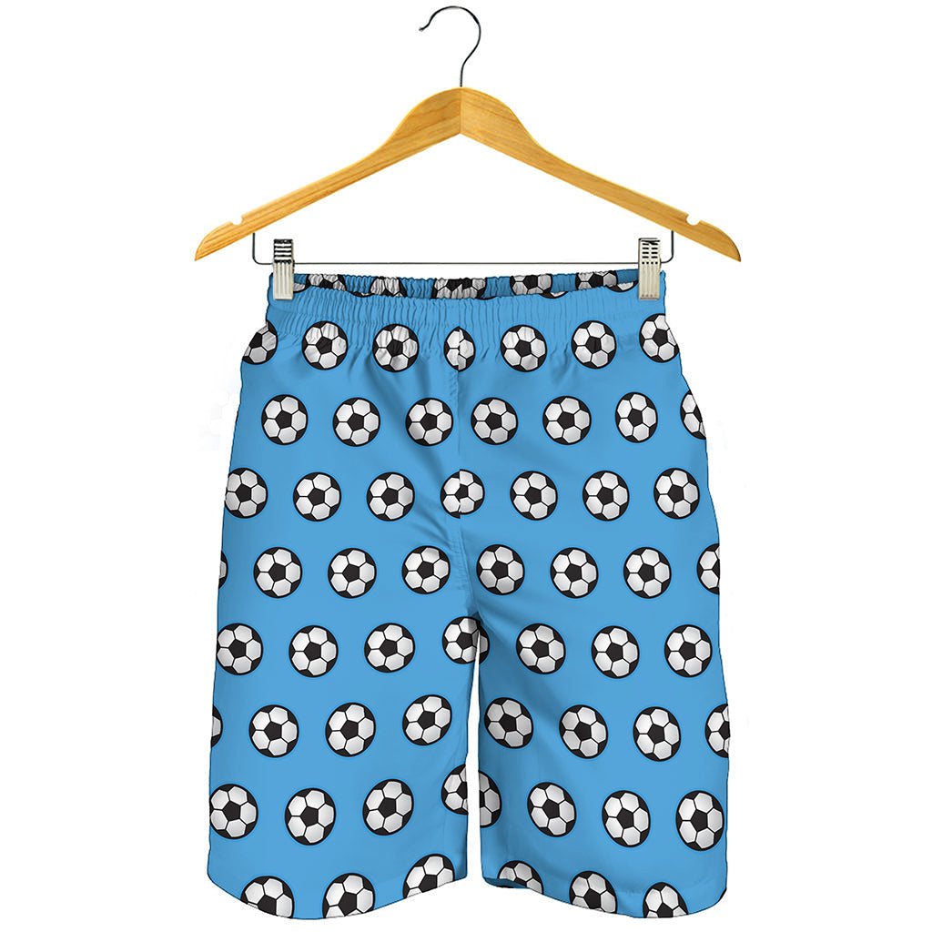 Blue Soccer Ball Pattern Print Men's Shorts