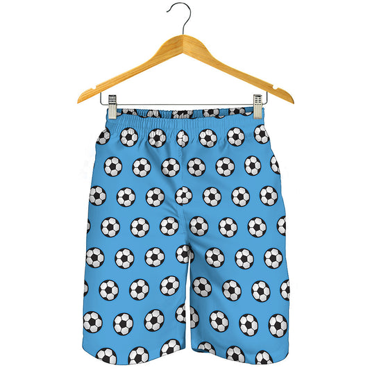 Blue Soccer Ball Pattern Print Men's Shorts