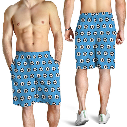 Blue Soccer Ball Pattern Print Men's Shorts