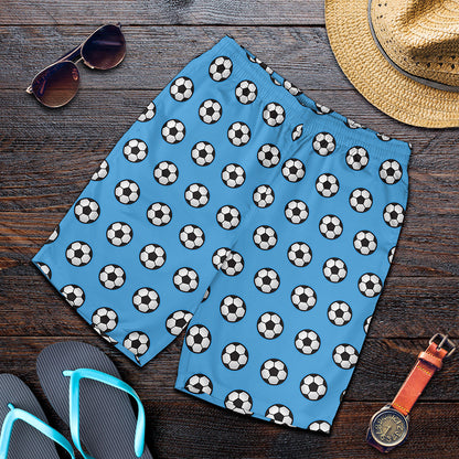 Blue Soccer Ball Pattern Print Men's Shorts