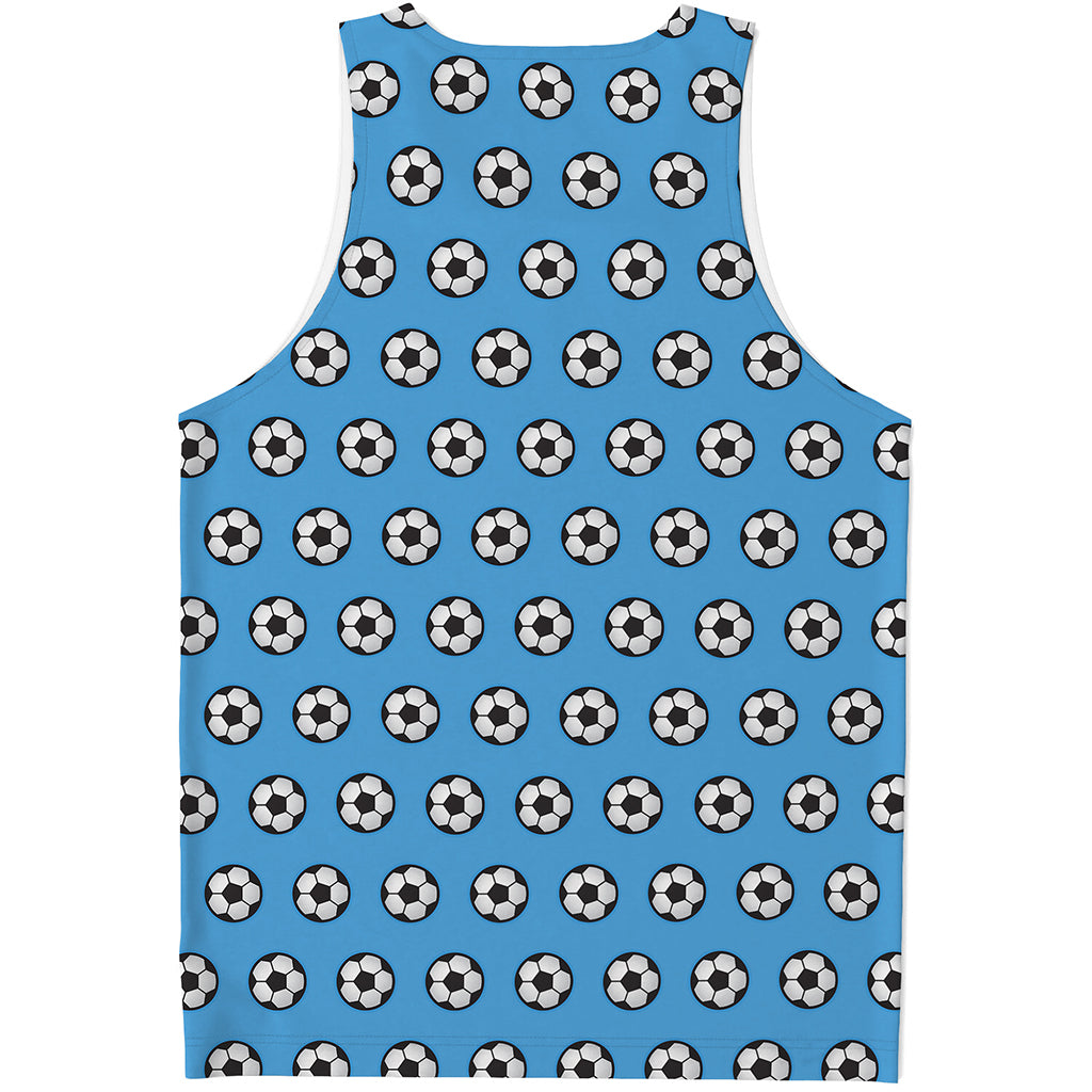 Blue Soccer Ball Pattern Print Men's Tank Top