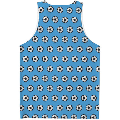 Blue Soccer Ball Pattern Print Men's Tank Top