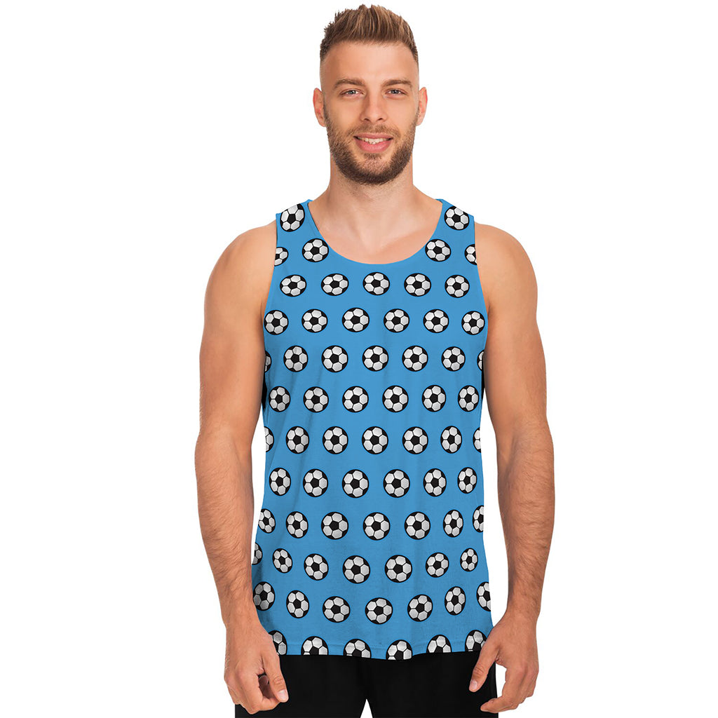 Blue Soccer Ball Pattern Print Men's Tank Top