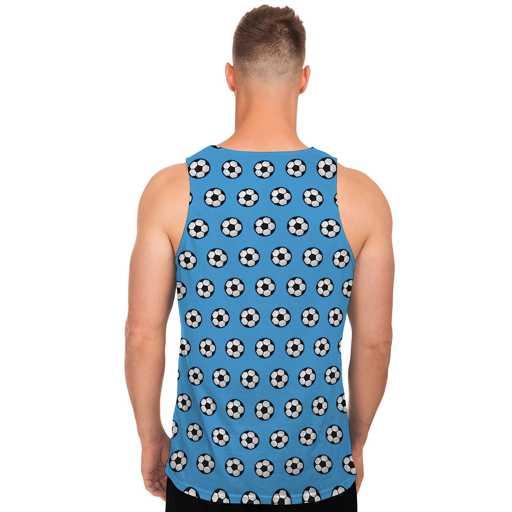 Blue Soccer Ball Pattern Print Men's Tank Top