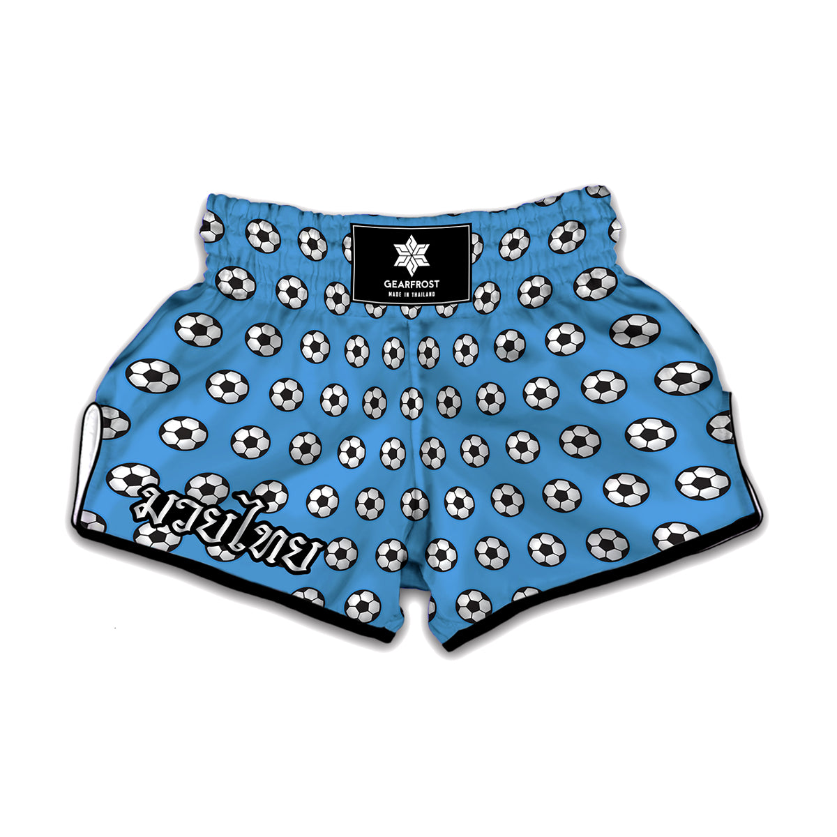 Blue Soccer Ball Pattern Print Muay Thai Boxing Shorts