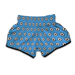 Blue Soccer Ball Pattern Print Muay Thai Boxing Shorts