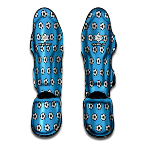 Blue Soccer Ball Pattern Print Muay Thai Shin Guard