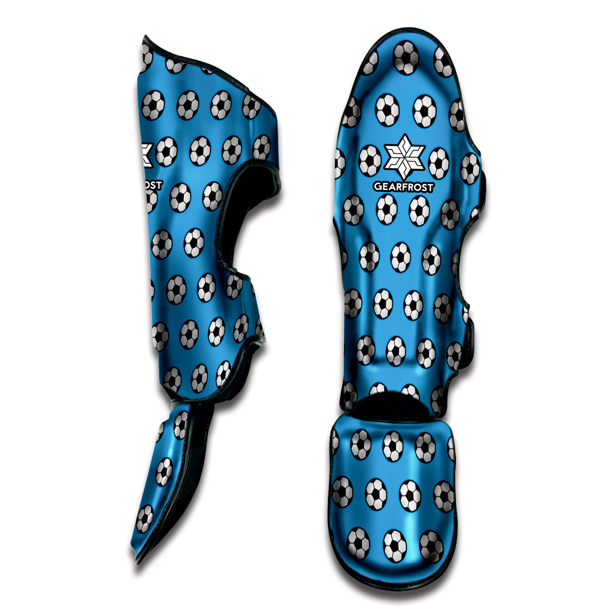 Blue Soccer Ball Pattern Print Muay Thai Shin Guard