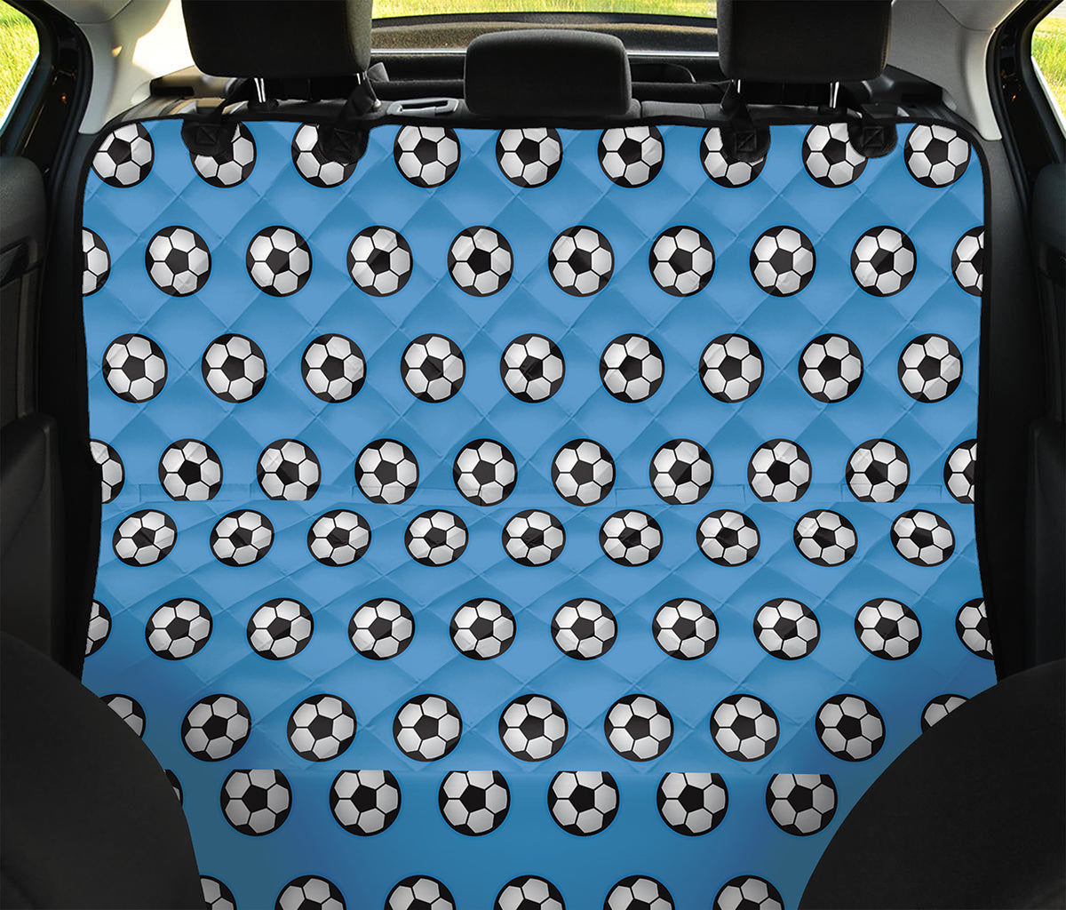 Blue Soccer Ball Pattern Print Pet Car Back Seat Cover