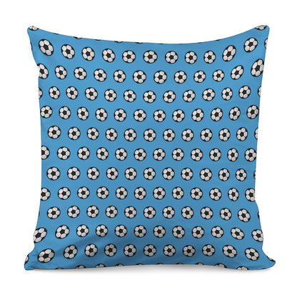 Blue Soccer Ball Pattern Print Pillow Cover