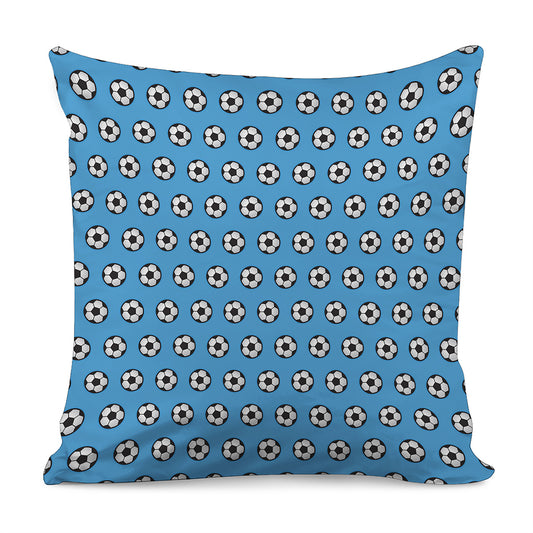 Blue Soccer Ball Pattern Print Pillow Cover