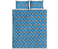 Blue Soccer Ball Pattern Print Quilt Bed Set