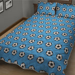 Blue Soccer Ball Pattern Print Quilt Bed Set