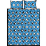 Blue Soccer Ball Pattern Print Quilt Bed Set