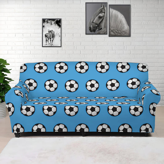 Blue Soccer Ball Pattern Print Sofa Cover