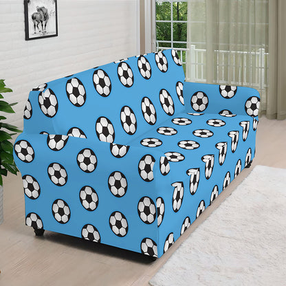 Blue Soccer Ball Pattern Print Sofa Cover
