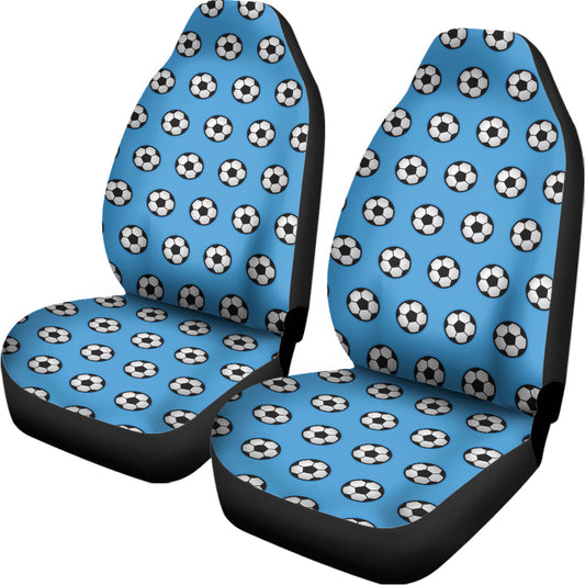 Blue Soccer Ball Pattern Print Universal Fit Car Seat Covers
