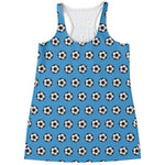 Blue Soccer Ball Pattern Print Women's Racerback Tank Top