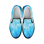 Blue Sparkle Light Print Black Slip On Shoes