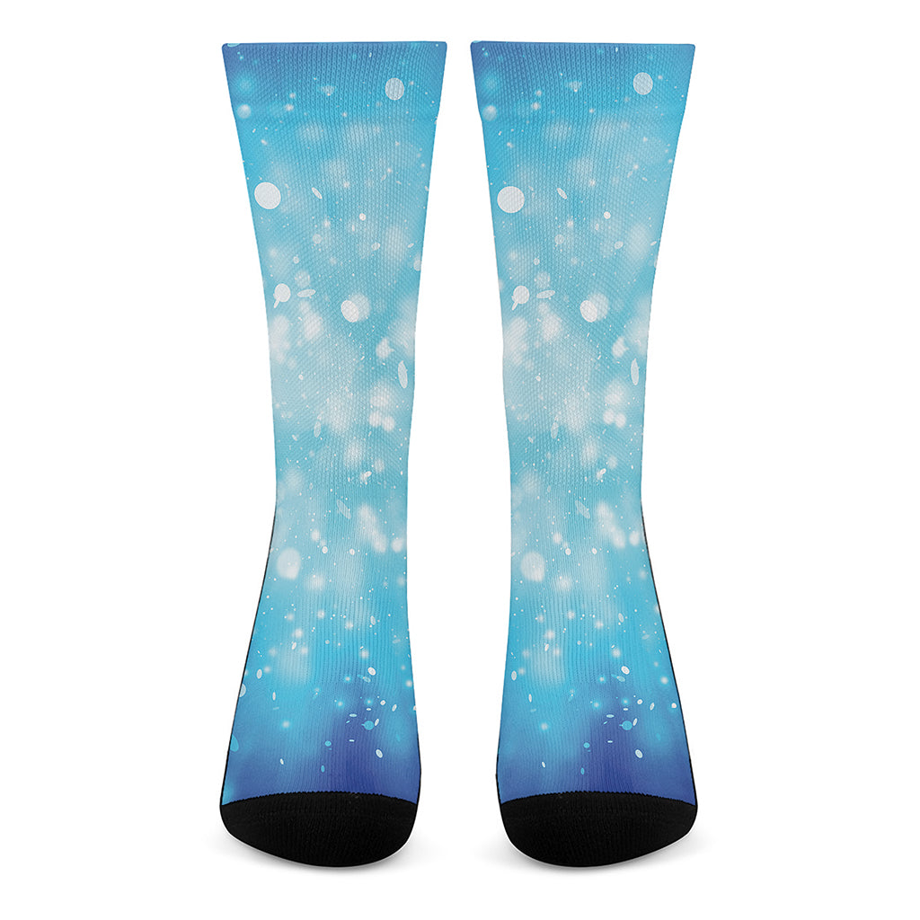 Blue Sparkle Light Print Crew Socks