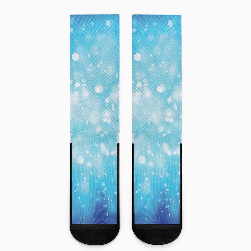 Blue Sparkle Light Print Crew Socks