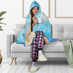 Blue Sparkle Light Print Hooded Blanket