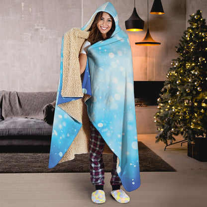 Blue Sparkle Light Print Hooded Blanket
