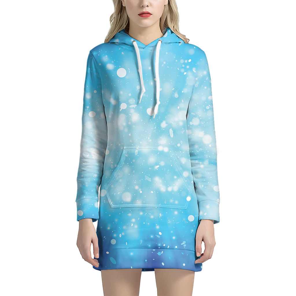 Blue Sparkle Light Print Hoodie Dress