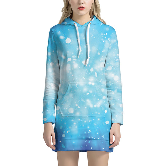 Blue Sparkle Light Print Hoodie Dress
