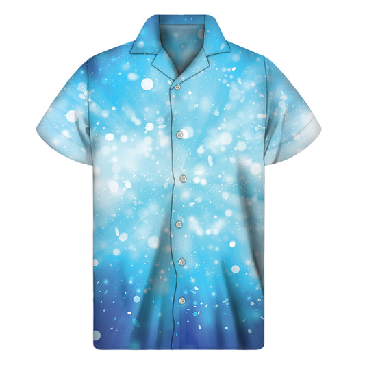 Blue Sparkle Light Print Men's Short Sleeve Shirt