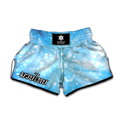 Blue Sparkle Light Print Muay Thai Boxing Shorts