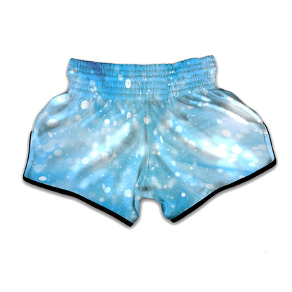 Blue Sparkle Light Print Muay Thai Boxing Shorts