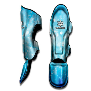 Blue Sparkle Light Print Muay Thai Shin Guard