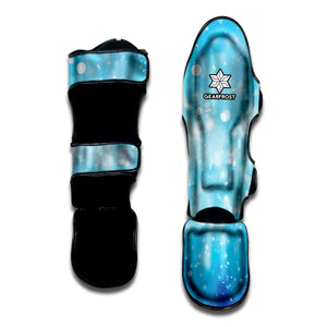 Blue Sparkle Light Print Muay Thai Shin Guard