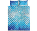 Blue Sparkle Light Print Quilt Bed Set