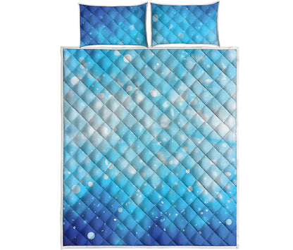 Blue Sparkle Light Print Quilt Bed Set