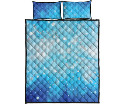 Blue Sparkle Light Print Quilt Bed Set