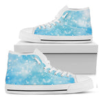 Blue Sparkle Light Print White High Top Shoes