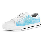 Blue Sparkle Light Print White Low Top Shoes