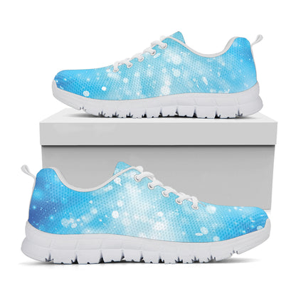 Blue Sparkle Light Print White Sneakers