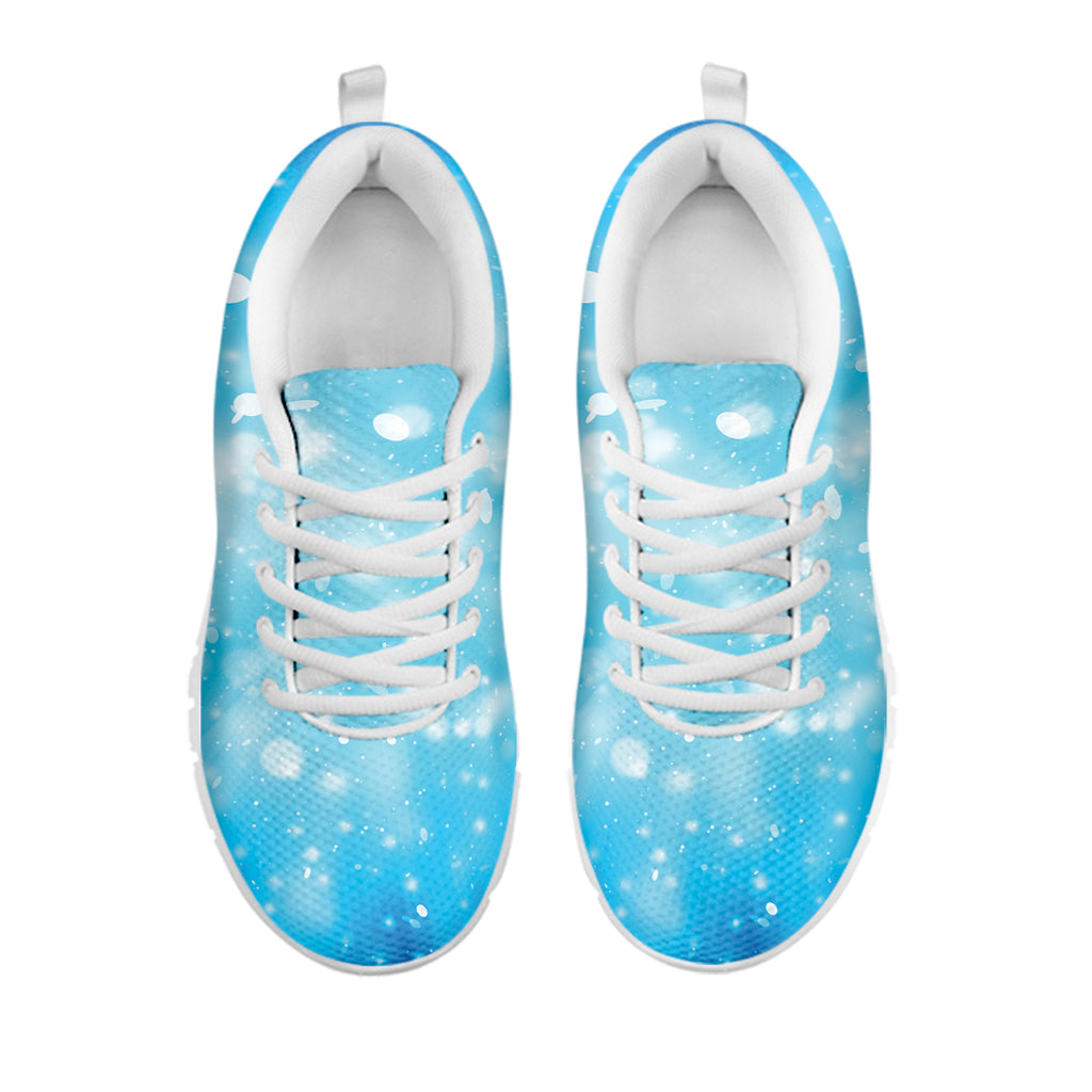 Blue Sparkle Light Print White Sneakers