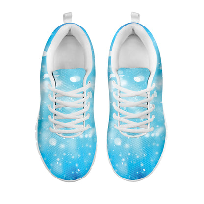 Blue Sparkle Light Print White Sneakers