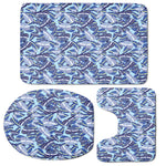 Blue Spring Butterfly Pattern Print 3 Piece Bath Mat Set