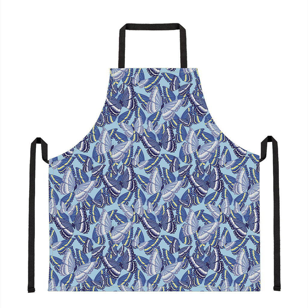 Blue Spring Butterfly Pattern Print Apron