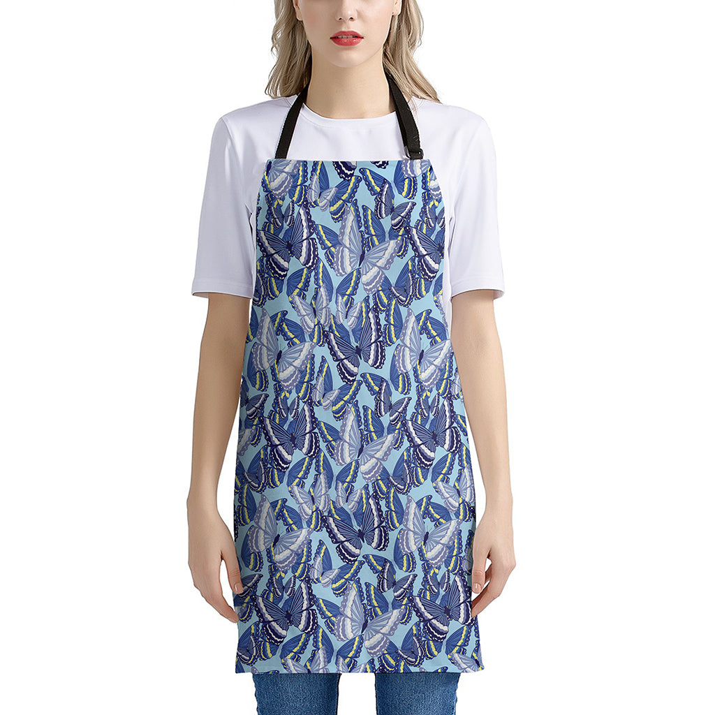 Blue Spring Butterfly Pattern Print Apron