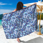Blue Spring Butterfly Pattern Print Beach Sarong Wrap